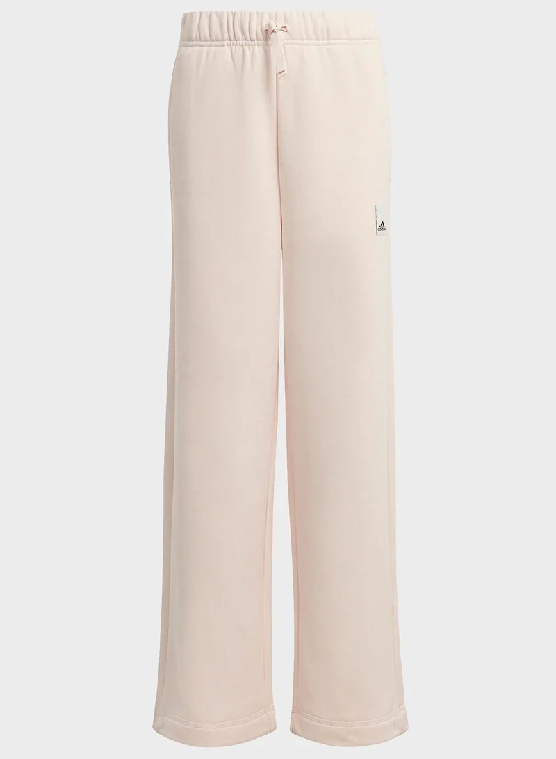 Adidas Lounge Cotton Fleece Wide-Leg Joggers
