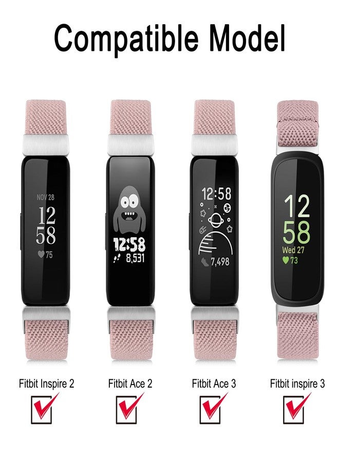 Meliya 3-Pack Elastic Bands for Fitbit Inspire 3 / Inspire 2 / Inspire/Inspire HR Bands Women Men, Soft Loop Stretchy Straps Replacement Wristband for Fitbit Inspire Fitness Tracker (Black+Pink+Starlight) - Image 2