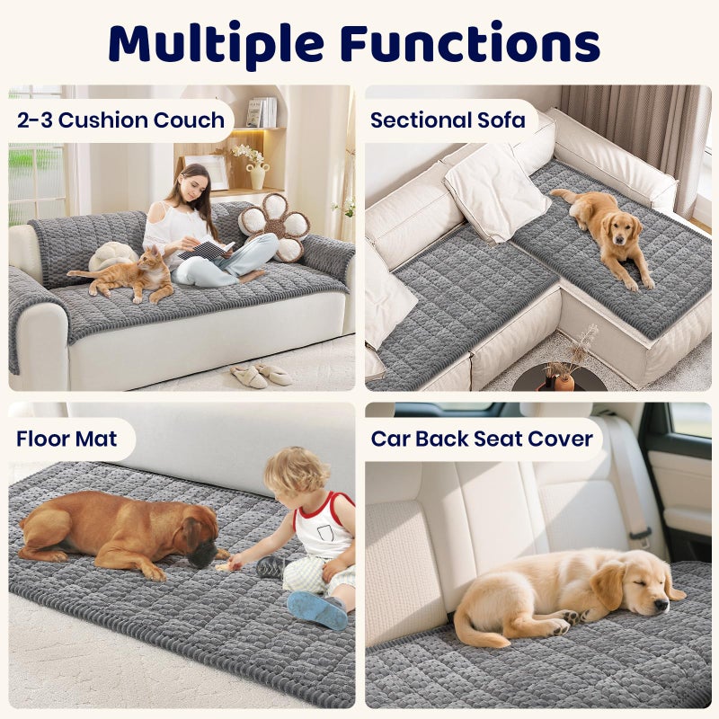 Royhom Couch Cover for Dogs Washable, Soft Thick Pet Couch Covers for Sofa, Pawcart Couch Protector Pet Friendly, Furniture Covers Dog Mat for Couches and Sofas (Grey, 27.6 x 47.2 Inch) - Image 3