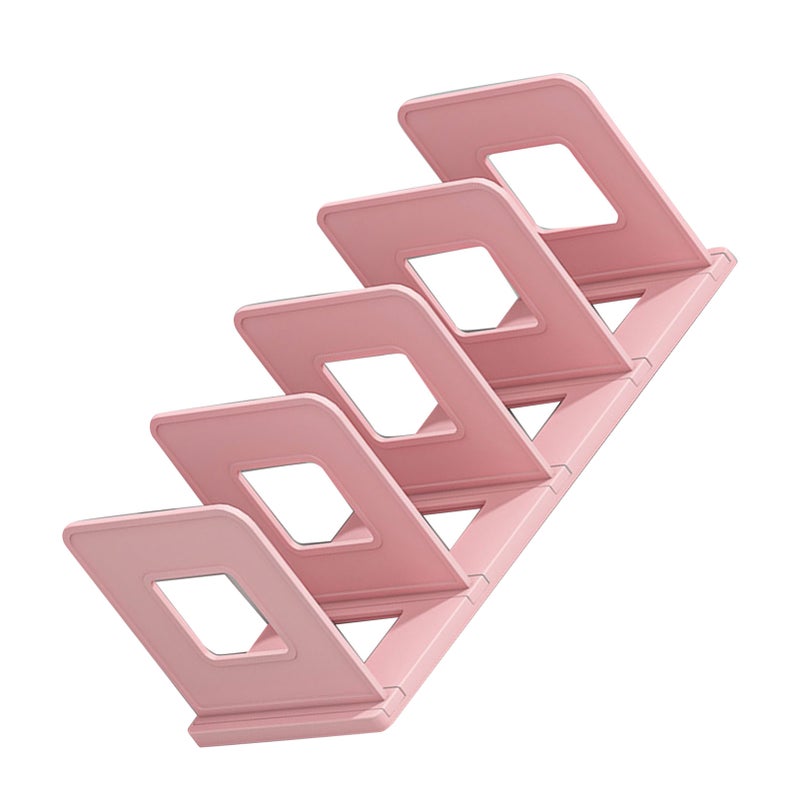 Book Organizer File Holder PP Minimalist Vertical 4 Slots File Sorter for Classroom Office Desktop Home Pink - Image 3