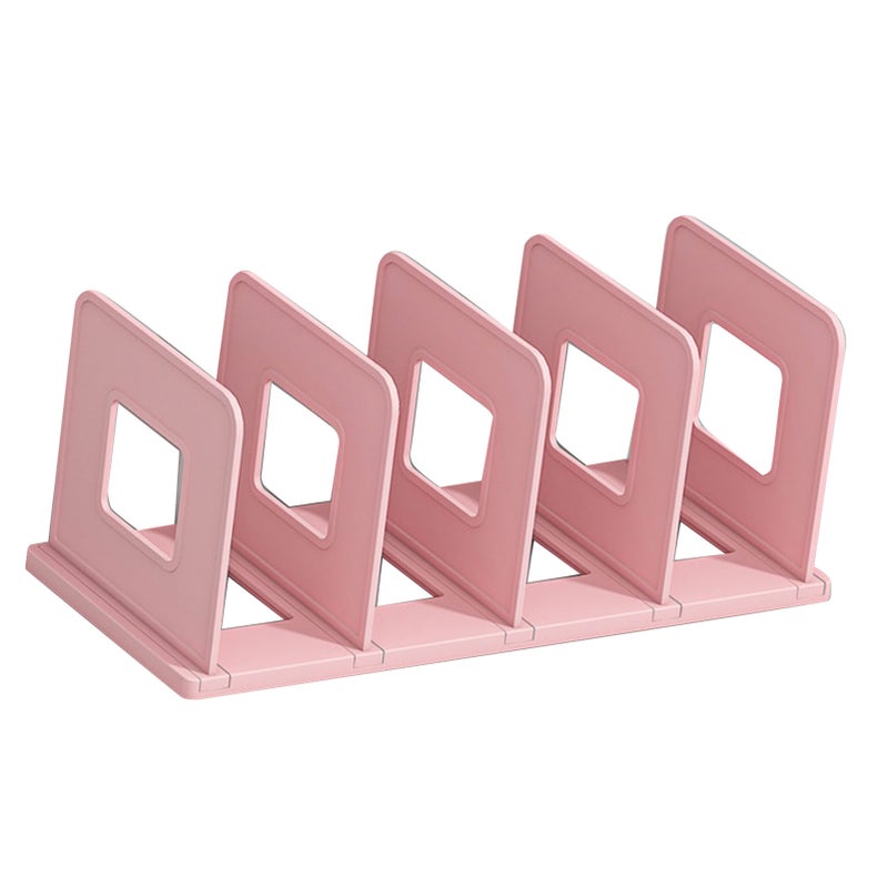 Book Organizer File Holder PP Minimalist Vertical 4 Slots File Sorter for Classroom Office Desktop Home Pink - Image 5