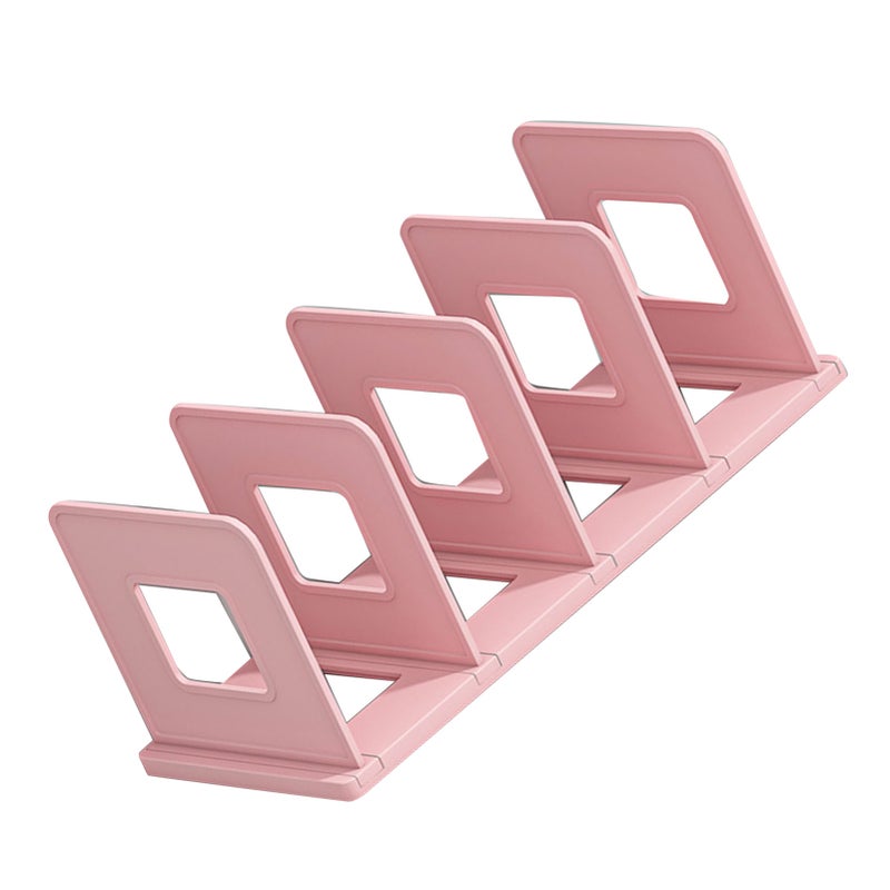 Book Organizer File Holder PP Minimalist Vertical 4 Slots File Sorter for Classroom Office Desktop Home Pink - Image 1