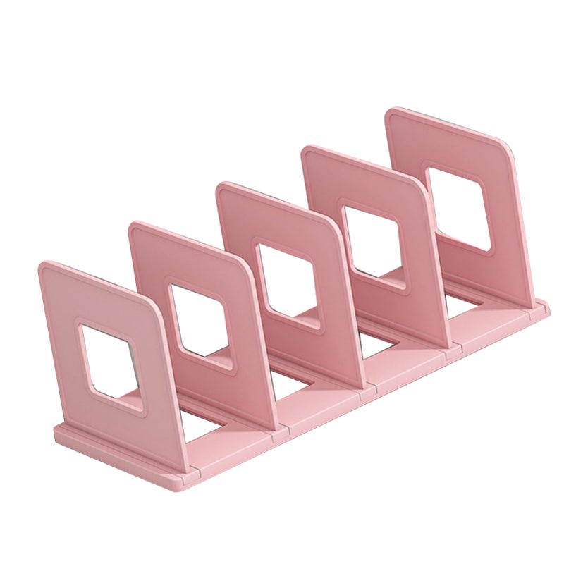 Book Organizer File Holder PP Minimalist Vertical 4 Slots File Sorter for Classroom Office Desktop Home Pink - Image 2
