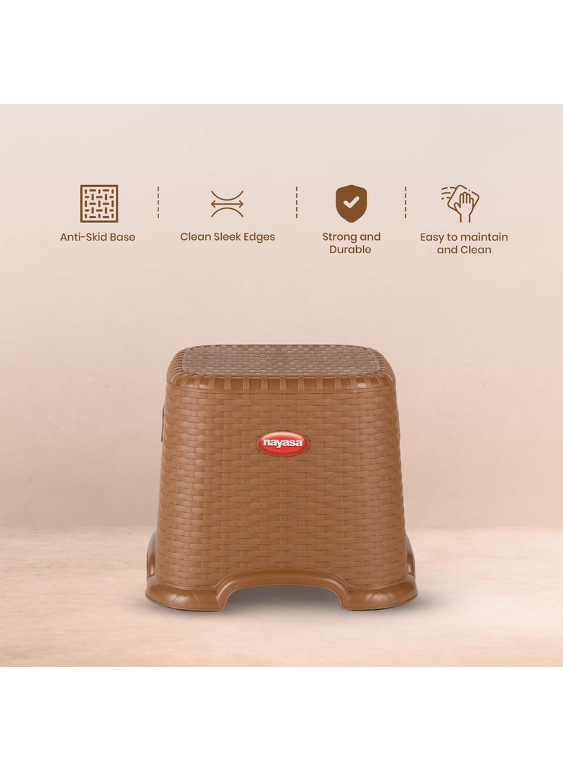 NAYASA Nayasa Cane Plastic Patla Small | Durable Stool for Home | Light Weight Stool | Multipurpose Stool | Stool for Kitchen and Bathroom | Dark Brown  - Image 4
