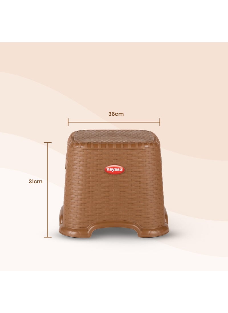 NAYASA Nayasa Cane Plastic Patla Small | Durable Stool for Home | Light Weight Stool | Multipurpose Stool | Stool for Kitchen and Bathroom | Dark Brown  - Image 3