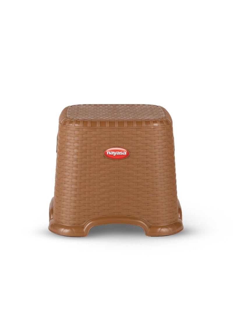 NAYASA Nayasa Cane Plastic Patla Small | Durable Stool for Home | Light Weight Stool | Multipurpose Stool | Stool for Kitchen and Bathroom | Dark Brown  - Image 1