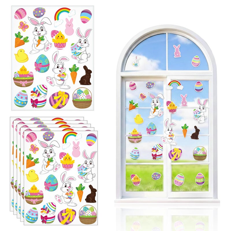 Iconikal 100-Count Window Clings for Easter, Static Bunny Egg Decals for Glass Reusable, 5 Sheets of 20 - Image 1