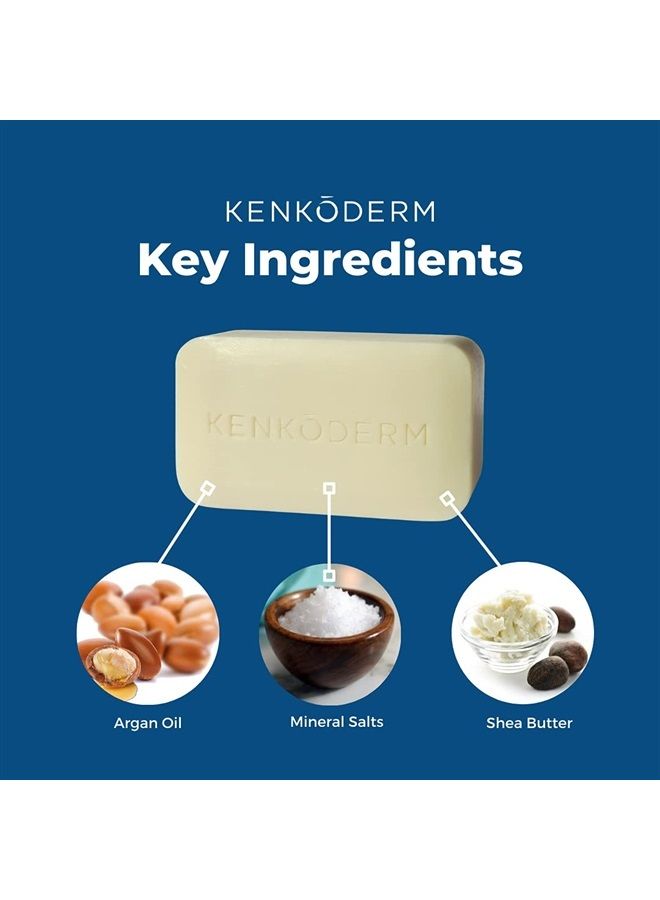 KENKODERM Psoriasis Mineral Salt Soap with Argan Oil & Shea Butter 4.25 oz | 1 Bar | Dermatologist Developed | Fragrance + Color Free - Image 5