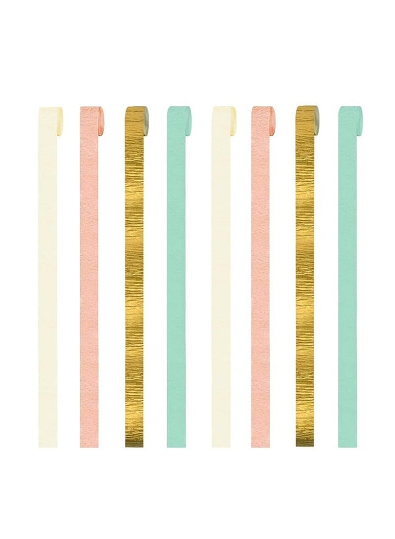 saykfoe 8 Rolls Pastel Party Decorations, Mint Green Pink White Gold Crepe Paper Streamers for Wedding, Baby Bridal Shower, Engagement Party, Birthday, Valentine's Day - Image 2