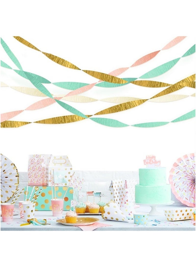saykfoe 8 Rolls Pastel Party Decorations, Mint Green Pink White Gold Crepe Paper Streamers for Wedding, Baby Bridal Shower, Engagement Party, Birthday, Valentine's Day - Image 5