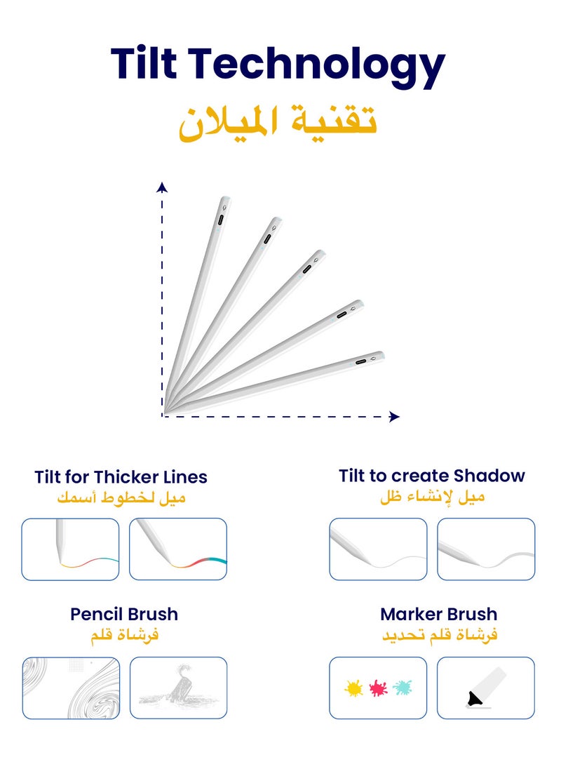 قلم ايباد ستايلس إلكتروني رقمي نشط ذكي بميزة شحن سريع و رفض راحة اليد لجهاز أبل ايباد 2018 وما بعد أبيض - pzsku/ZA4169238F8E43F3203D0Z/45/1741662434/68b12f68-cf11-40ab-9772-b78173564776