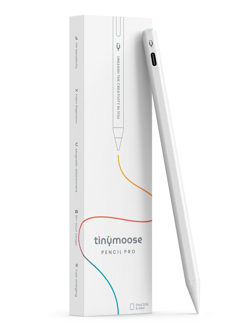 TinyMoose Active Digital Stylus Pen Pencil Pro 2nd generation iPad Pen with Fast Charging & Palm Rejection For Apple iPad 2018 and Later White - Image 1