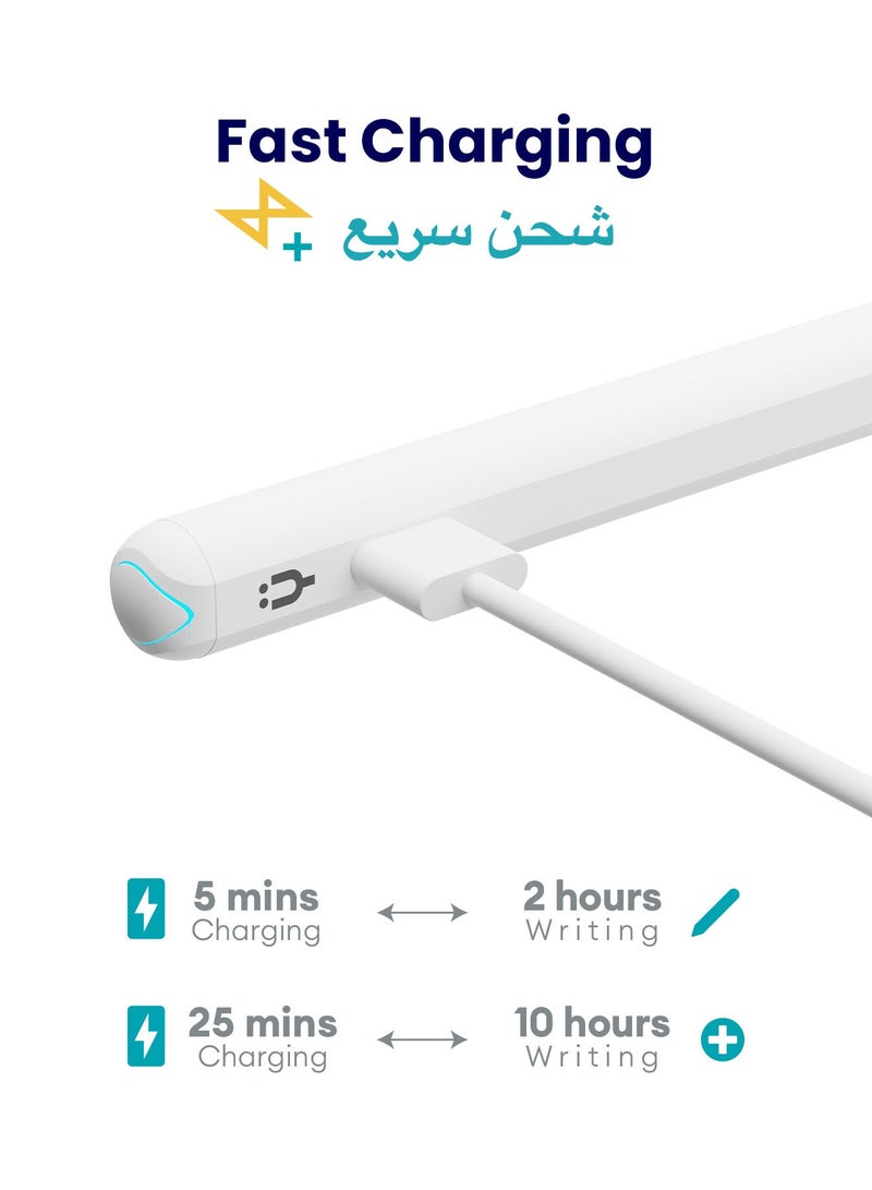 تاينيموس قلم ايباد ستايلس إلكتروني رقمي نشط ذكي بميزة شحن سريع و رفض راحة اليد لجهاز أبل ايباد 2018 وما بعد أبيض - Image 5