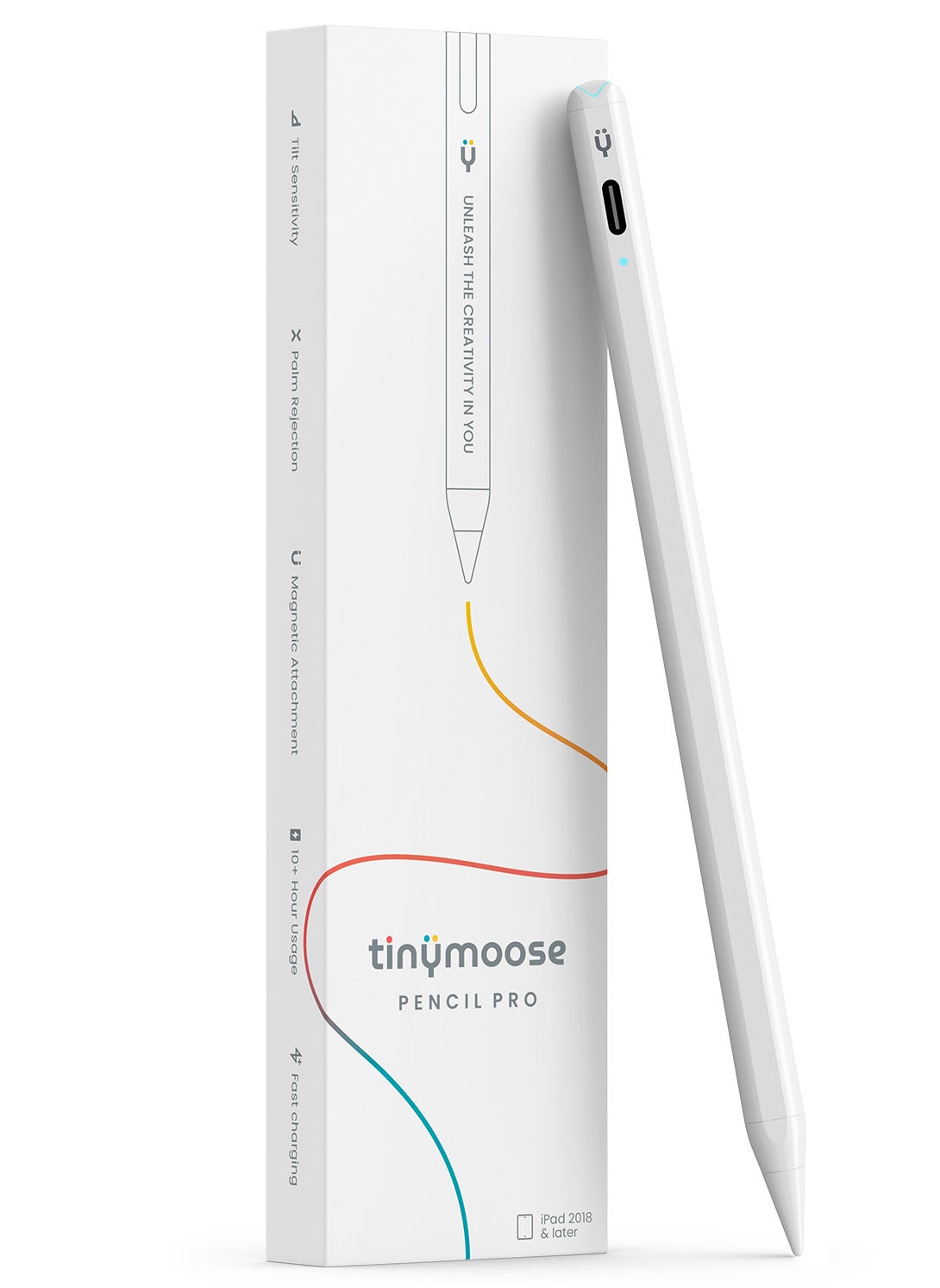 TinyMoose Active Digital Stylus Pen Pencil Pro 2nd generation iPad Pen with Fast Charging & Palm Rejection For Apple iPad 2018 and Later White 