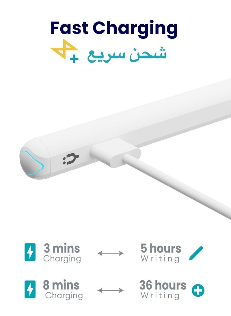 تاينيموس قلم ايباد ستايلس بنسل برو – متوافق مع ايباد من 2018 إلى 2026، يدعم ايباد الجيل 11 الحادي عشر 2025 وايباد a16 والعاشر والتاسع والثامن والسابع والسادس وايباد برو واير وميني – بخاصية رفض راحة اليد وحساسية الميلان وتثبيت مغناطيسي وشحن سريع خلال 8 دقائق ويشمل ٣ رؤوس إضافية – مخصص للايباد فقط وغير متوافق مع أجهزة أندرويد مثل هواوي وهونر – أبيض لؤلؤي - Image 4