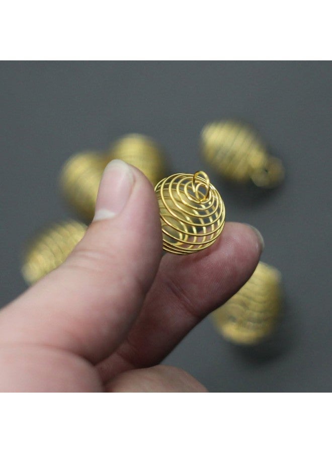 klarako 30Pcs Spiral Bead Cage Pendants for DIY Jewelry Making (Gold) - Image 1