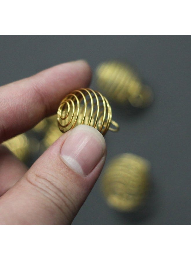 klarako 30Pcs Spiral Bead Cage Pendants for DIY Jewelry Making (Gold) - Image 2