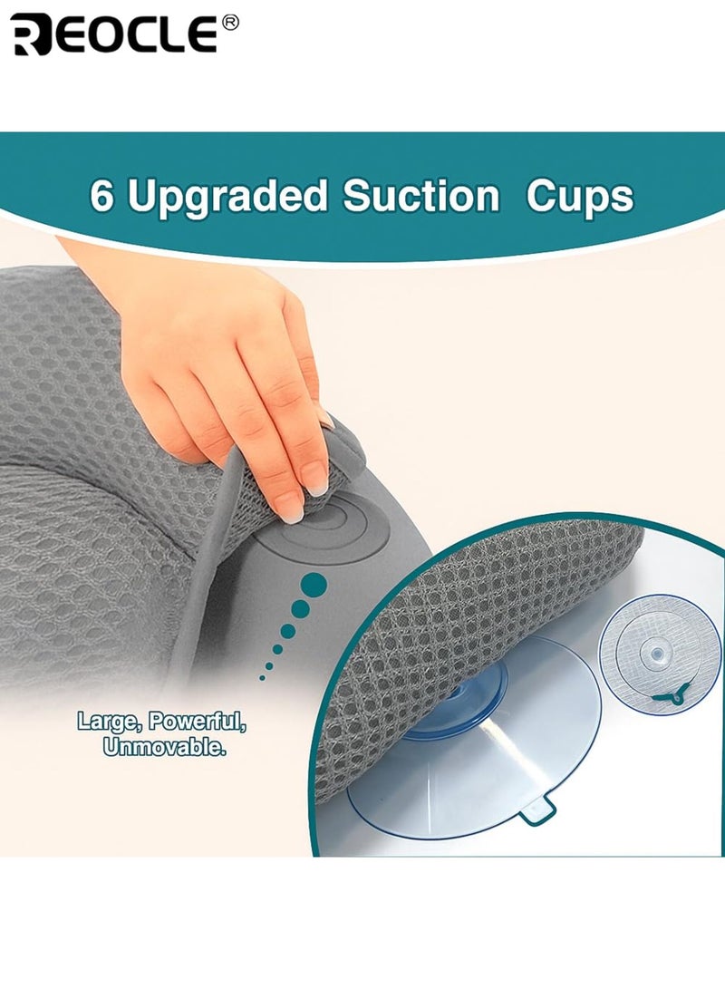 ريوكل وسادة حمام سبا فاخرة مع تقنية شبكة هوائية 4D أكواب شفط مضادة للحساسية غير قابلة للانزلاق دعم الرقبة والظهر آلة تجفيف سريع قابلة للغسل هدية تبعي حمام الاسترخاء للرجال والنساء - Image 3