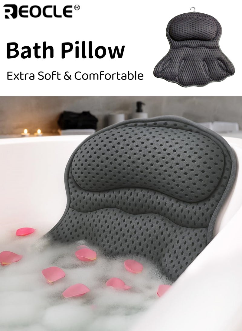 ريوكل وسادة حمام سبا فاخرة مع تقنية شبكة هوائية 4D أكواب شفط مضادة للحساسية غير قابلة للانزلاق دعم الرقبة والظهر آلة تجفيف سريع قابلة للغسل هدية تبعي حمام الاسترخاء للرجال والنساء - Image 1