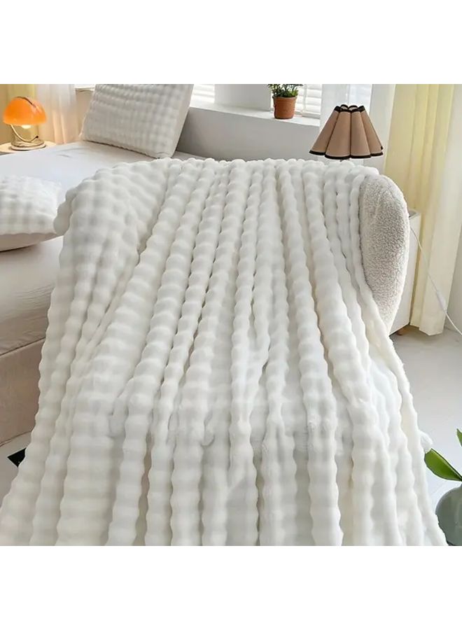 Khaki Faux Fur Ultra Soft Plush Throw Blanket 1.5M Durable Cozy All Season Decorative - Image 3