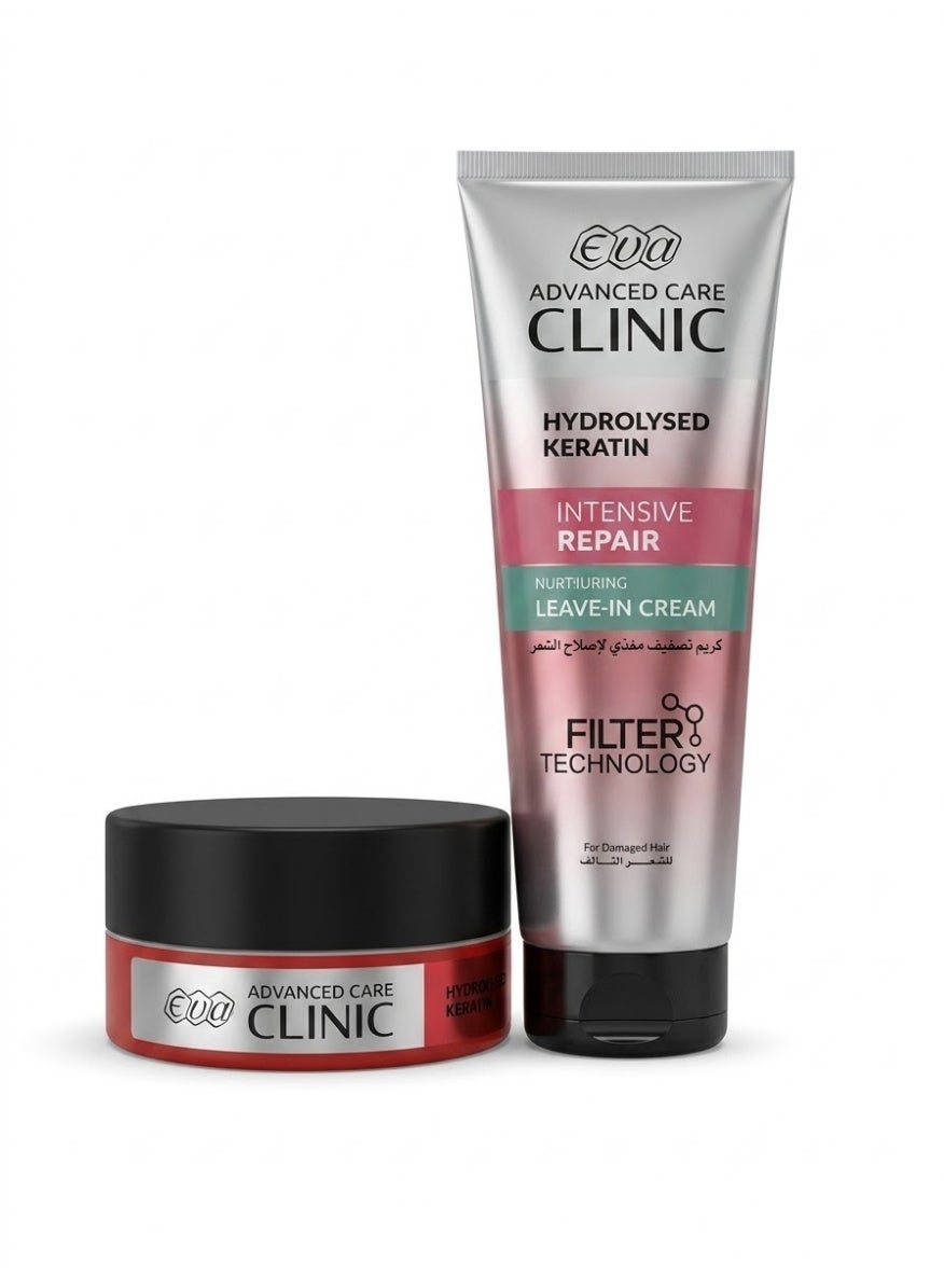 Eva Advanced Care Clinic Leave In Cream Hydrolysed Keratin 230 Ml + Eva Hair Mask Keratin 200 Gm ( Packaging May Vary)