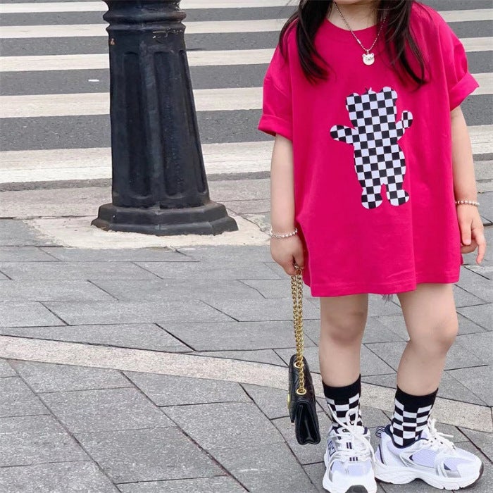 Boys And Girls Short-Sleeved Cotton T-Shirt 2025 Summer Loose Top Mid-Large Children'S Printed Children'S Half-Sleeved T-Shirt - Image 1