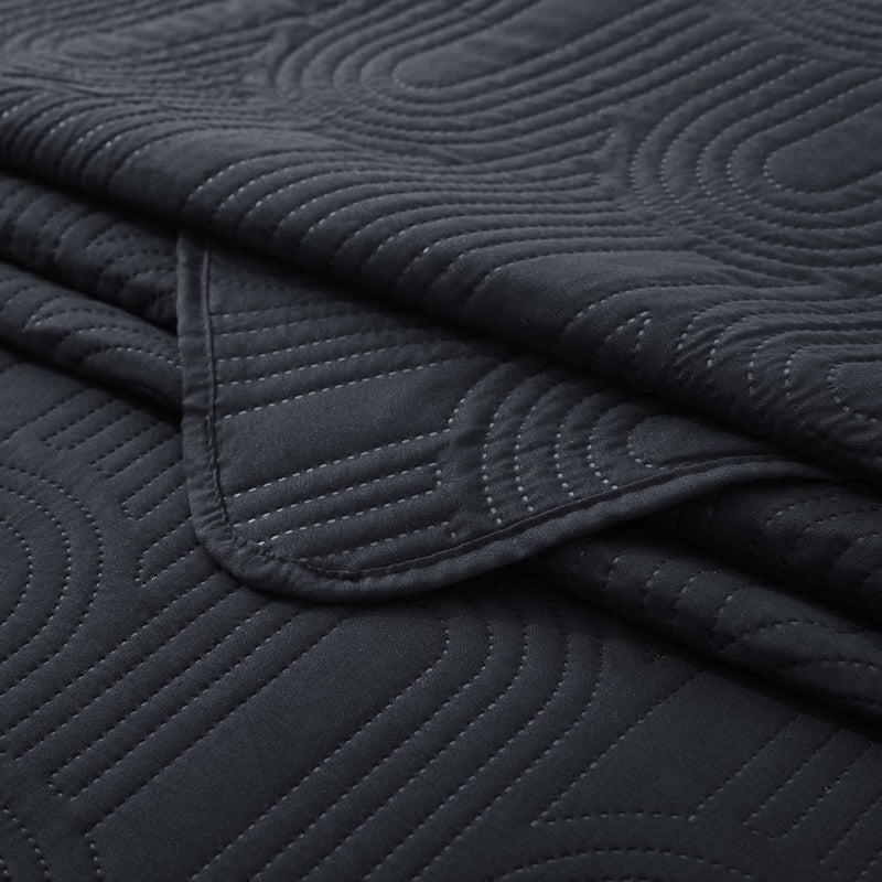 Lavsiry Black Quilt Queen Size with Pillow Shams  Summer Lightweight Full Size Arch Pattern Bedspreads  Soft Microfiber Coverlet Thin Comforter Bedding Set for All Seasons - Image 5