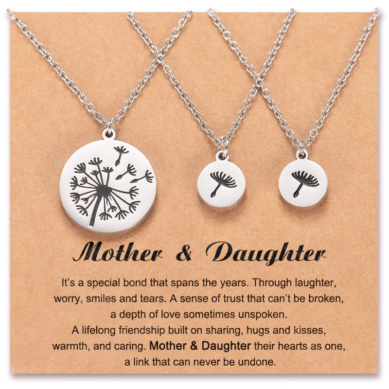 Shonyin Back To School Gifts Mother Daughter Necklace Set For 3 Matching Dandelion Mommy And Me Jewelry Mothers Day Birthday Gift For Mom Daughter - Image 1