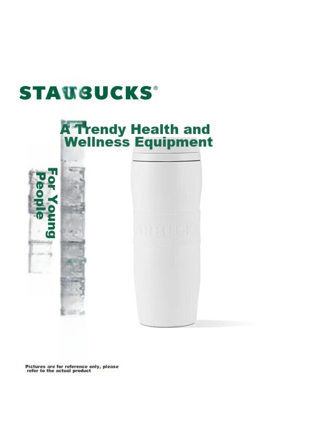 Starbucks كوب ستاربكس الأبيض الدافئ الكلاسيكي المعزول، 384 مل، كوب سيارة من الفولاذ المقاوم للصدأ، كوب قهوة، مُنقّي شاي، كوب ماء، هدية عيد ميلاد - Image 1