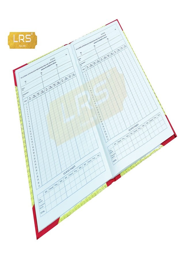 LRS Teacher Attendance Register - Signature Time in & Out Register - Hard Bound (100 Pages - Pack of 2) - Image 3