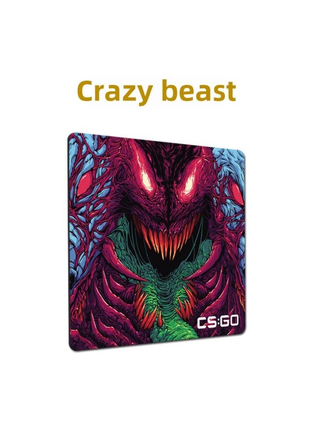 Generic - Temu Generation Hair Sirui Map Thickened XTFPS Smooth Greyhound Csgo Eat Chicken Qck Video Game Mouse Pad-Color:285*320*6mm-Pattern:Berserk Beast - Image 1