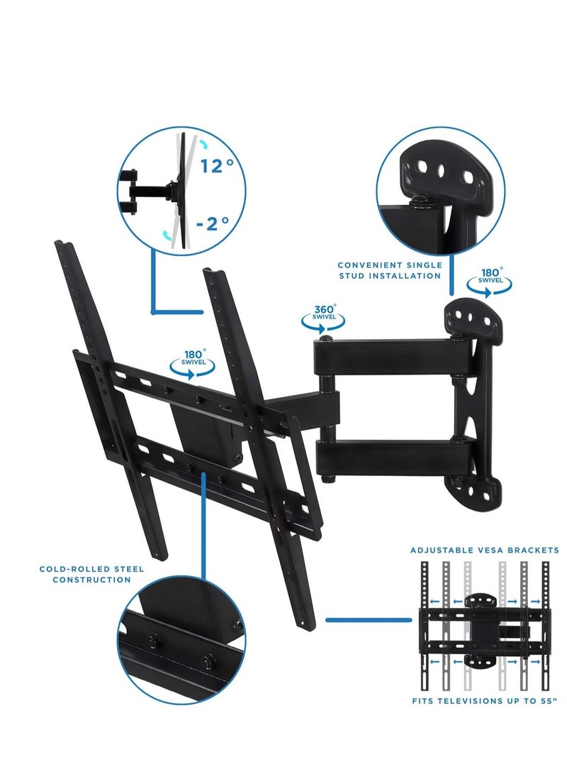 ELTRAZONE Enhance Your TV Setup with the Mount-It! Full Motion Corner TV Wall Mount Bracket: Perfect for VESA 400 x 400 TVs, Extendable Arm for Articulation, Swivel, Tilt - Ideal for 32-50 Inch TVs, Supports up  - Image 3