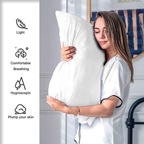 SUATIEN Mulberry Silk Pillow Cases Standard Size Silk Pillowcase for Hair and Skin with Zipper Soft Breathable Smooth Cooling Silk Pillow Case for Sleeping,Gifts for Women (White,20"X 26",1Pcs) - Image 3