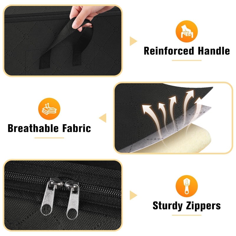 SpaceTrove Clothes Storage Bags, 6-Pack Comforter Blanket Organizers, 80L Large Capacity Containers with Visual Window for Clothing, Quilt, Sheet, Pillow, Closet Organization for Bedding (Black) - Image 3