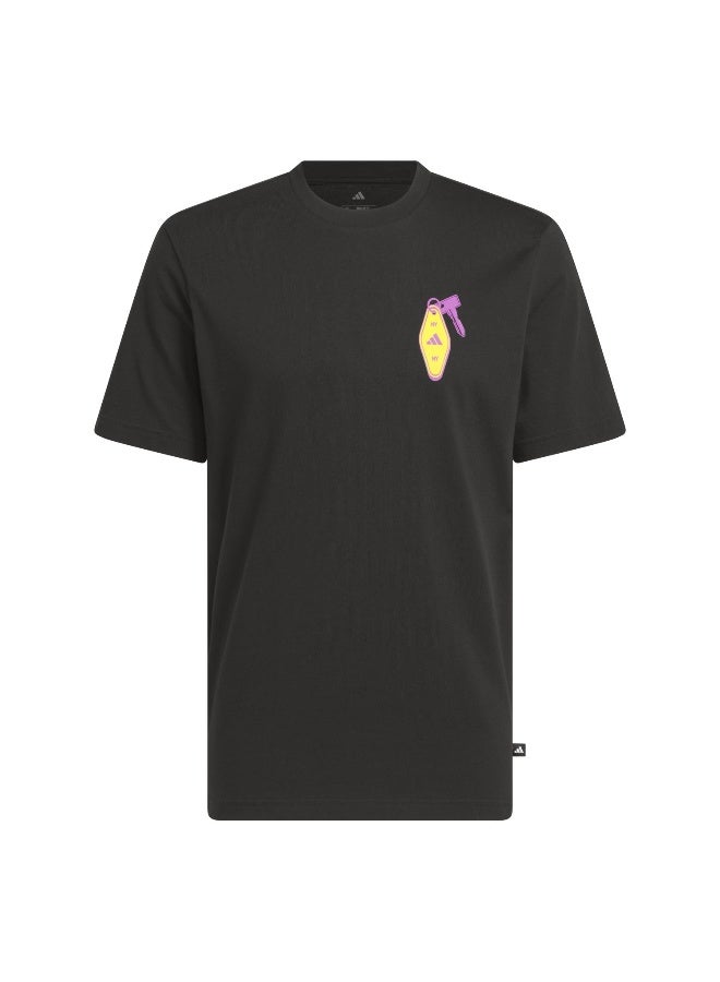 اديداس تيشيرت رجالي أسود مطبوع - Image 1