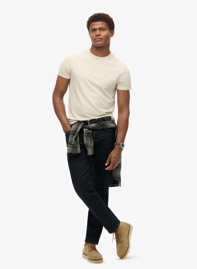 Superdry Oat Cream Marl Essential Logo Emb Tee for Men | Best Price UAE