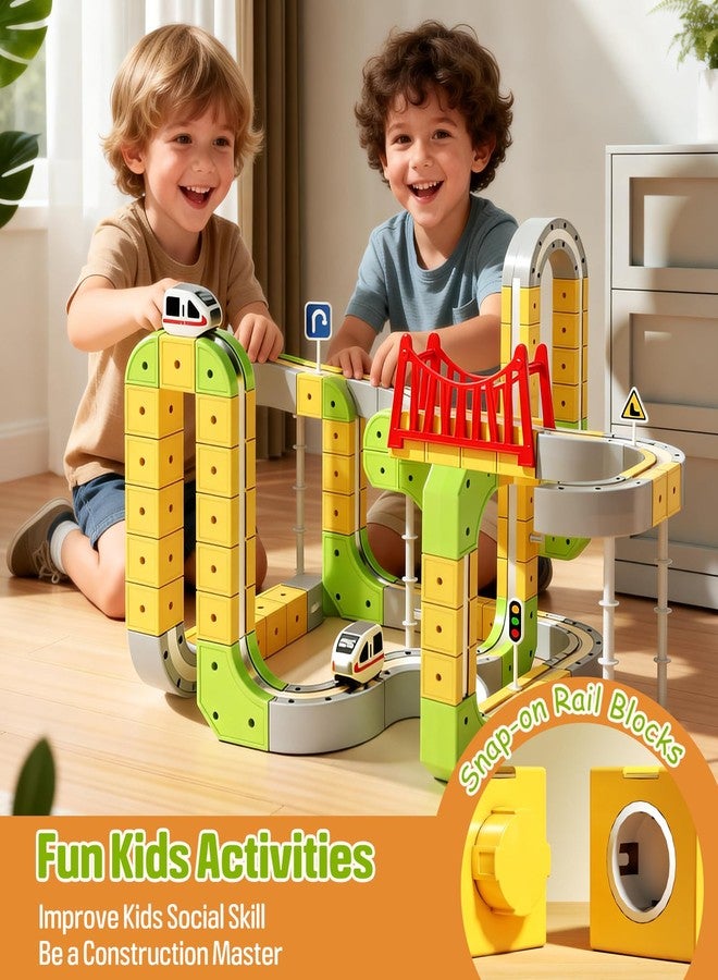 hapray Magic Tracks Train Set for Kids Ages 4-8, 87PCS Magnetic Train Set, 2PCS Anti-Gravity Infinity Racer 3D Trains, Rail Cube Magnetic Monorail, Birthday Gifts STEM Learning Toy for Boys Girls - Image 5