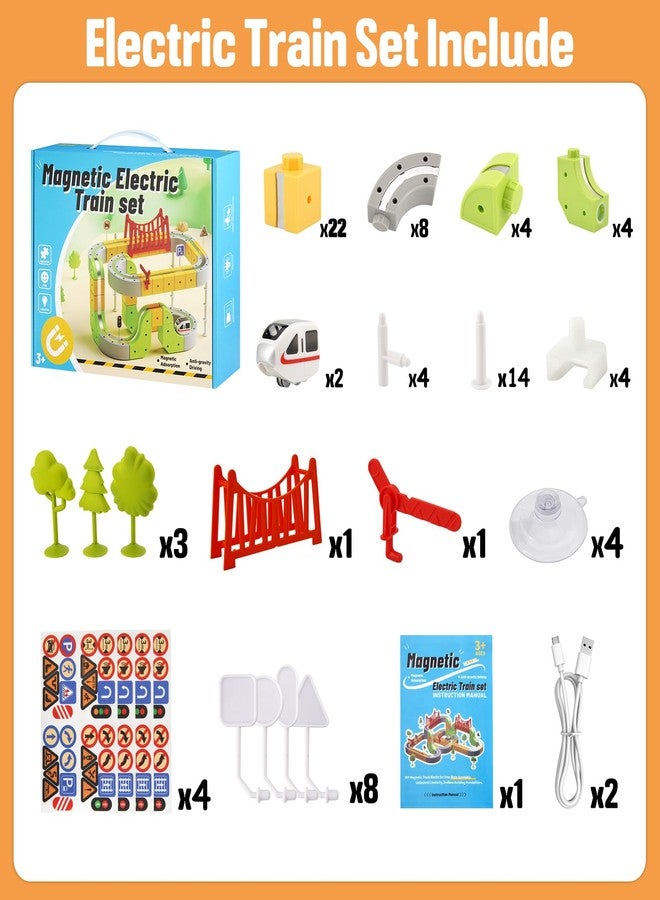 hapray Magic Tracks Train Set for Kids Ages 4-8, 87PCS Magnetic Train Set, 2PCS Anti-Gravity Infinity Racer 3D Trains, Rail Cube Magnetic Monorail, Birthday Gifts STEM Learning Toy for Boys Girls - Image 3