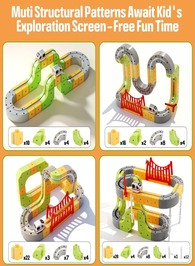 hapray Magic Tracks Train Set for Kids Ages 4-8, 87PCS Magnetic Train Set, 2PCS Anti-Gravity Infinity Racer 3D Trains, Rail Cube Magnetic Monorail, Birthday Gifts STEM Learning Toy for Boys Girls - Image 4