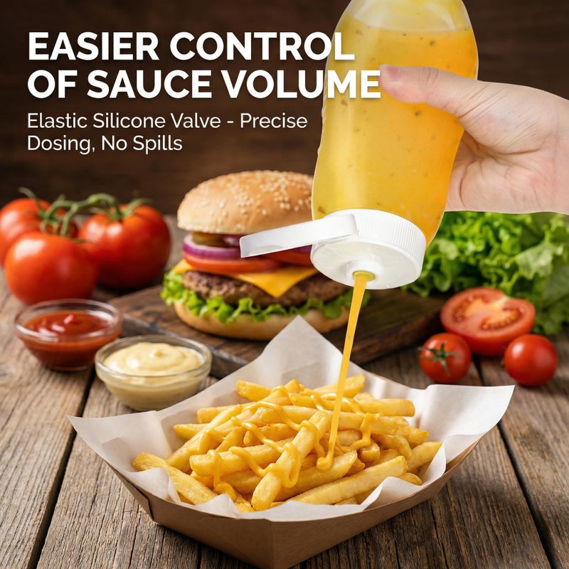 Goaste 12 Pack Condiment Squeeze Bottles, 12 oz Plastic Squirt Bottles with Flip Top Cap, Reusable Empty Sauce Containers with Labels & Silicone Funnels for Ketchup, Mustard, Syrup, Salad Dressings - Image 3