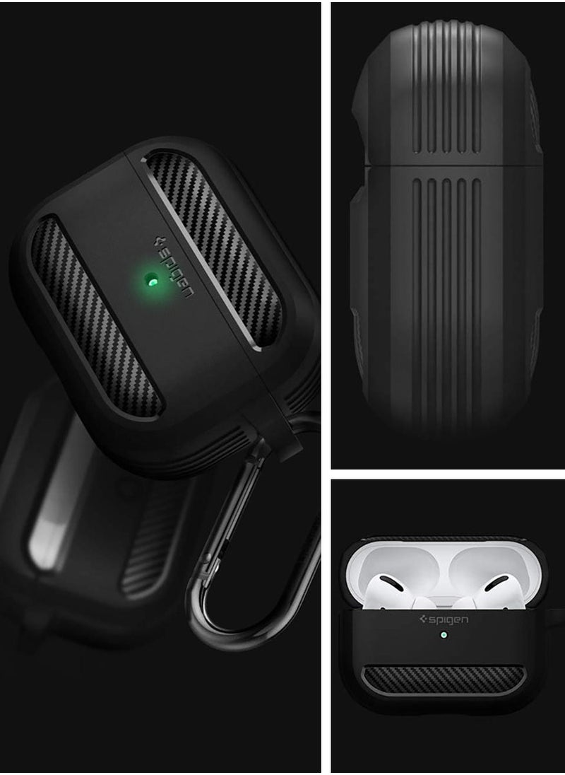 Spigen Rugged Armor Apple Airpods PRO Case Cover with Carbon Fiber Accents - Matte Black  - Image 2
