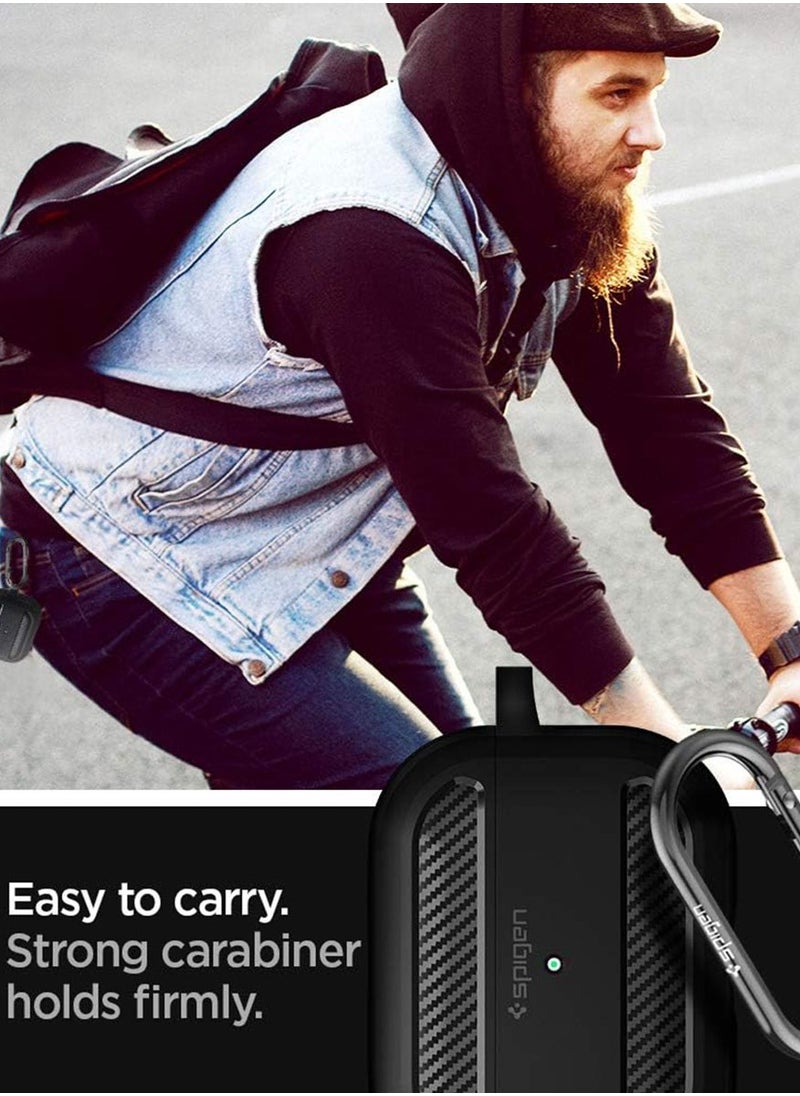Spigen Rugged Armor Apple Airpods PRO Case Cover with Carbon Fiber Accents - Matte Black  - Image 4