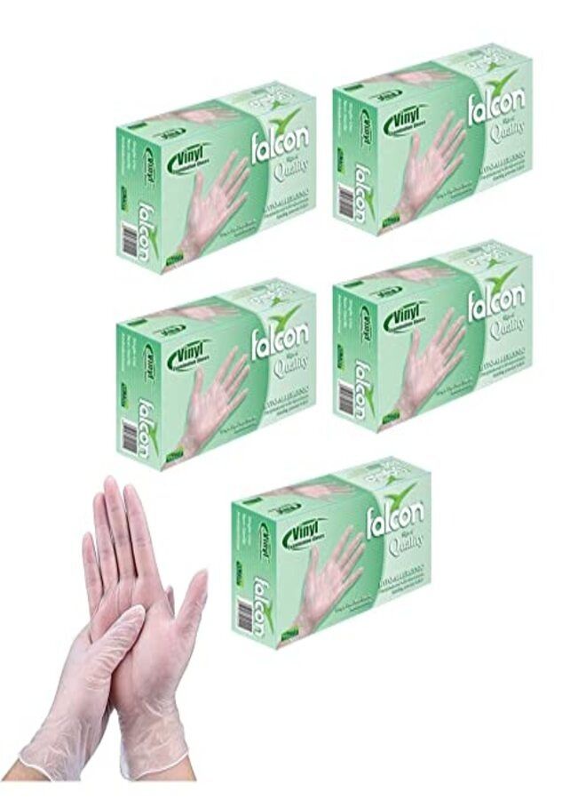 Falcon Vinyl Gloves Clear- Powder Free Extra Large (5 Box) - Image 1
