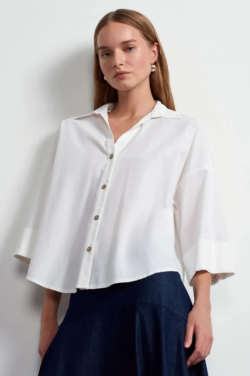 DILVIN Loose-Fit Cotton Poplin Shirt