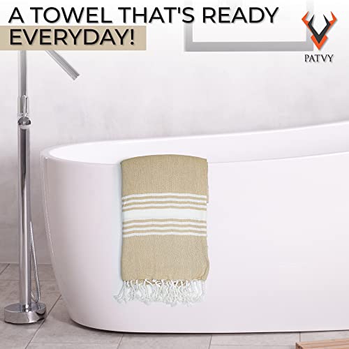 PATVY Bath Towels| Light Weight Turkish Style Bath Towels for Men Large Size Cotton|75 x 150cm Quick Absorption &Faster Drying Bath Towel for Women| 100% Cotton (Pack of 1, Beige) - Image 5