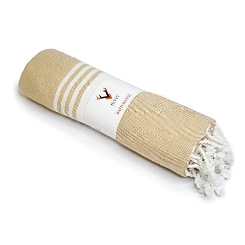 PATVY Bath Towels| Light Weight Turkish Style Bath Towels for Men Large Size Cotton|75 x 150cm Quick Absorption &Faster Drying Bath Towel for Women| 100% Cotton (Pack of 1, Beige) - Image 1