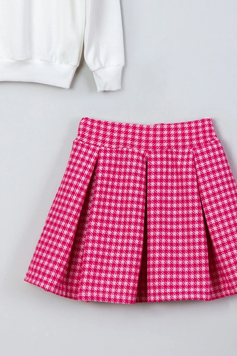 ميادا Happy Even On Cloudy Days Sweatshirt Plaid Checkered Skirt Set 22901