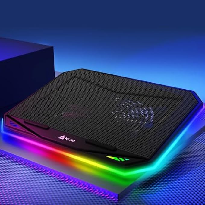 KLIM K21 + LAPTOP COOLER STAND WITH RGB BACKLIGHT + 11-17 INCH + GAMING NOTEBOOK COOLER FOR DESK + USB FAN + VERY STABLE AND QUIET + COMPATIBLE WITH MAC AND PS4 + 2022 - Image 3