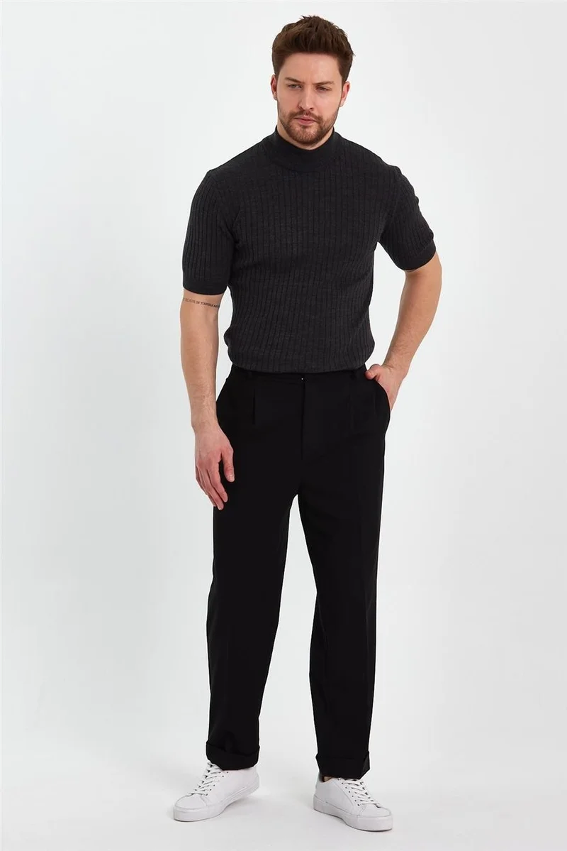 Cool Tarz Cool Style Smoke Men's Half Turtleneck Striped Knitwear T-SHIRT-TRZ19233R03S