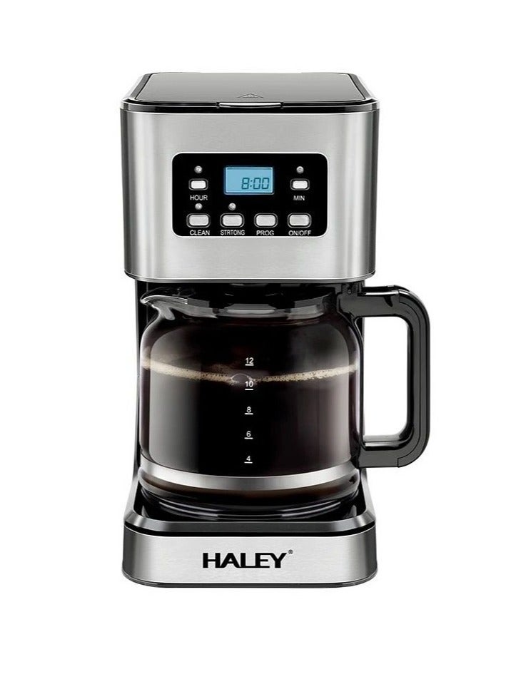 Haley Wtrtr HALEY 950W Coffee Maker/One Click Clean/Filter Coffee Machine,Drip Coffee Maker with Programmable 24hr Timer,1500ml 12 Cup Glass Carafe, 2 Years Warranty (1500ml) - Image 3